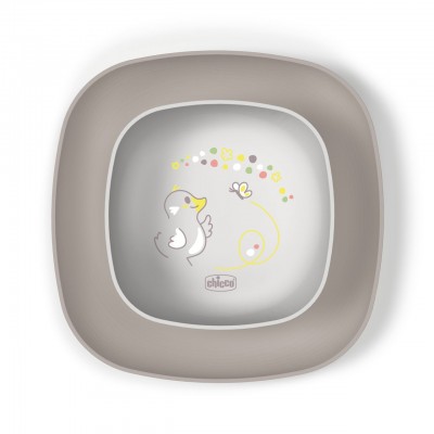 Set Ciotola e Piatto Piano Chicco Grigio 12m+