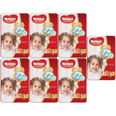 Kit Pannolini Huggies Ultra Comfort Mis. 6 15-30 Kg 7 Pacchi da 14 pz
