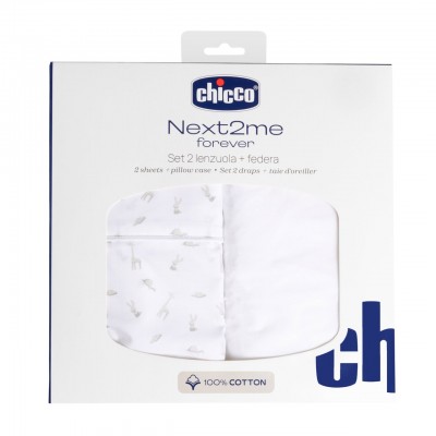 Set Lenzuola Chicco in Cotone per Next2Me Forever - 2pz e federa Cloud Set Lenzuola Chicco in Cotone per Next2Me Forever - 2pz e federa Cloud