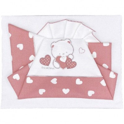 Set Lenzuola Andy & Helen per Maxi Culla Ricamato D70 3 pz Rosa