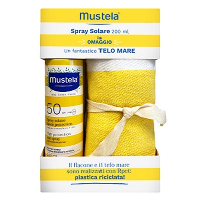 Mustela Solar Spray Kit SPF 50+ 200 ml mit Strandtuch Kit Mustela Spray Solare SPF 50+ 200 ml con Telo Mare
