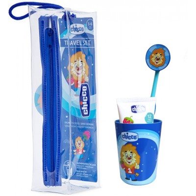 Set Igiene Orale Spazzolino + Dentifricio Chicco 36m+ Azzurro
