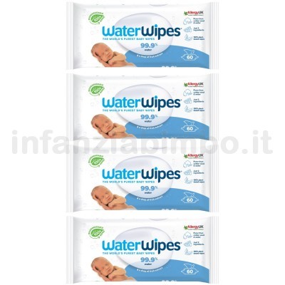 WaterWipes Biologisch abbaubare Original Baby-Feuchttücher,- 4 Packungen mit 60 Stück