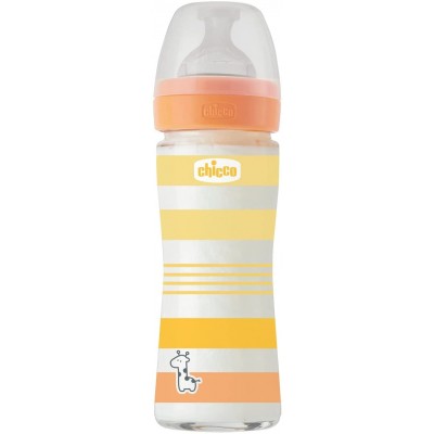 Biberon Benessere Chicco 240ml Vetro Flusso Lento Orange Neutro