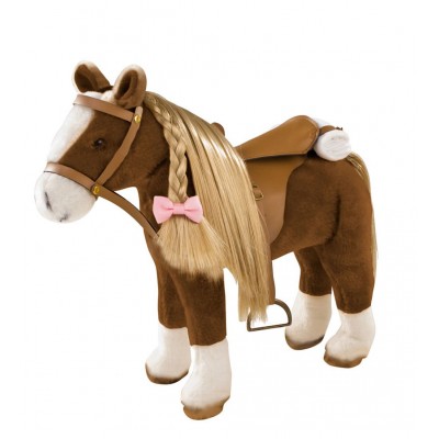 Kämmpferd groß mit Sattel Götz Puppen, Reiten ist Cavallo di Peluche per Bambole Gotz Brown Beauty
