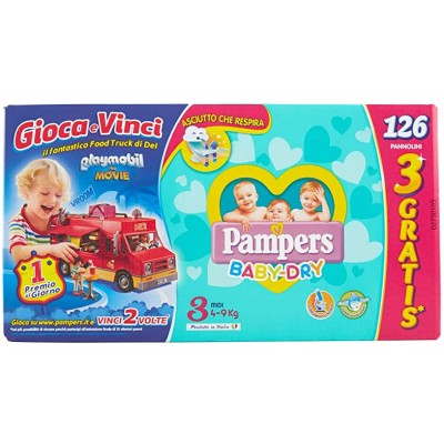 Pampers Baby Dry Midi Windeln, Größe 3, 126 Stück Megapack