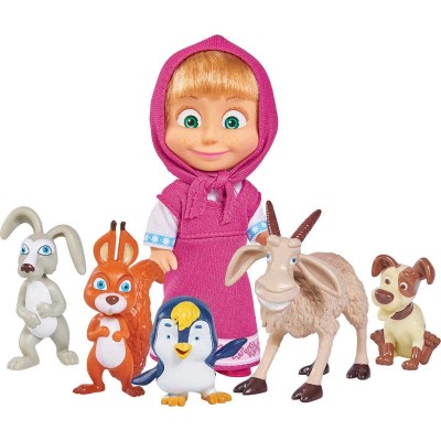 Set Bambola Masha Simba di Masha e Orso + 5 Animaletti