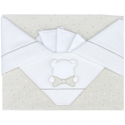 Set Lenzuola Andy & Helen per Maxi Culla Ricamato D67 3 pz Beige