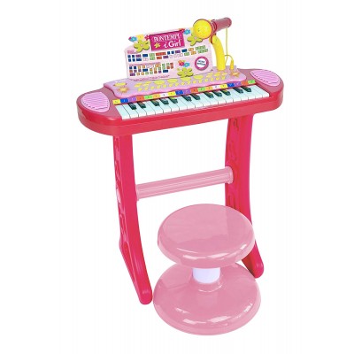 Tastiera Elettronica Bontempi 31 Tasti con Microfono e Sgabello Rosa