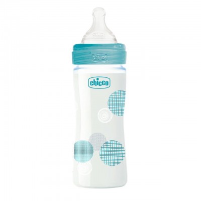 Biberon Benessere Chicco 240ml Vetro Flusso Lento Azzurro