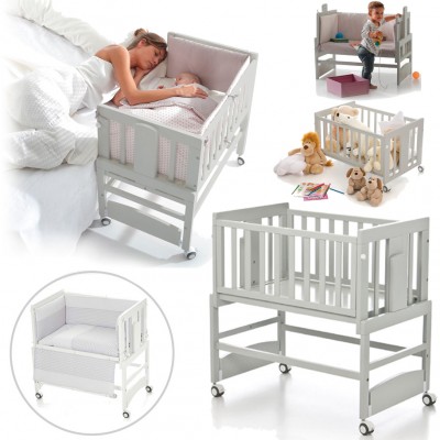 Culla Bolin Bolon Allegra 5 in 1 con Struttura Grigia + Materasso + Completo Piumone Grigio Angy