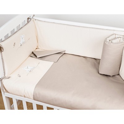 Completo Piumone per Lettino Picci Lella Ricamato Beige 