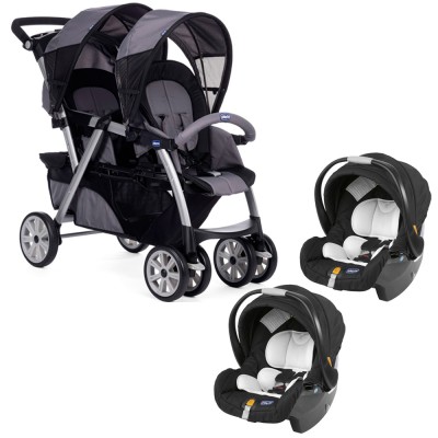Passeggino Gemellare Chicco Together Coal + Seggiolino Auto KeyFit Night