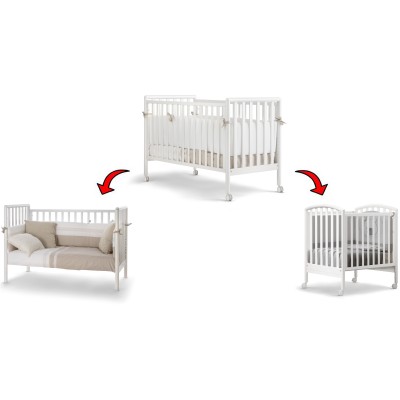Set Pali Flippy Bianco (Lettino Trasformabile in Culla + 2 Materassi + Piumone Paracolpi)