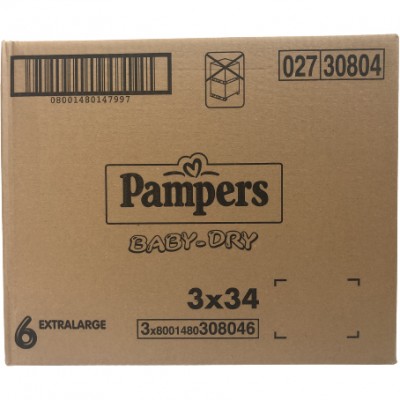 Pannolini Pampers Baby Dry XL 15-30 Kg Misura 6 (102pz)