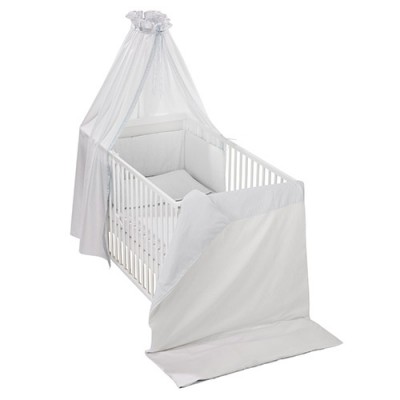 Lettino Alvi Jens Bianco + Materasso Diana + Set Tessile Little Dots Grey