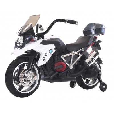 Moto Elettrica Biker Toys Con Bauletto Similare BMW GS Bianco