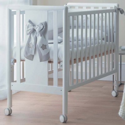 Pali Ella White Reduziertes Bett mit Stoff und Matratze Lettino Ridotto Co-Sleeping Pali Ella Bianco con Tessile e Materasso