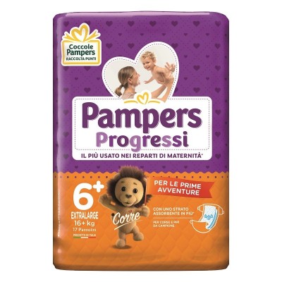 Pannolini Pampers Progressi Extralarge 16+ Kg Misura 6+ (17pz)