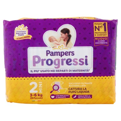 Pannolini Pampers Progressi Mini 3-6 Kg Misura 2 (30pz)
