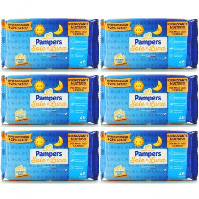 Salviettine Pampers Sole e Luna 6 Confezioni da 46 (276 Pezzi)