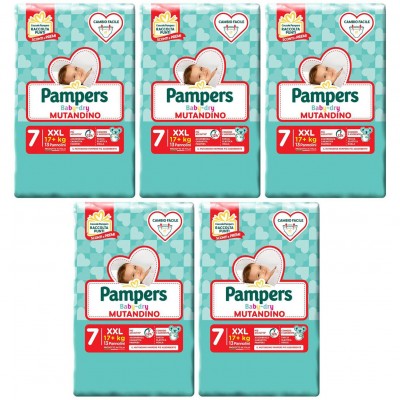 Kit Pannolini Pampers Baby Dry Mutandino 17+ Kg Misura 7 XXL - 5 Pacchi da 13pz