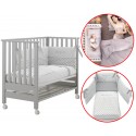 Kinderbett Kontakt Hellblau Design Grau + Matratze + Weißgrau Bettwäscheset