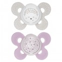 Chicco Physio Comfort Nacht Silikon Schnuller 2 Stück Beige Flieder 16-36m