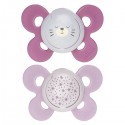 Chicco Physio Comfort Nacht Silikon Schnuller 2 Stück Pink Flieder 16-36m