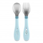 Set Posate Chicco Metal Cutlery in Acciaio 18M+ Azzurro