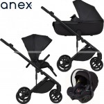 Trio Anex Eli Midnight (Navicella,Telaio,Seduta Passeggino,Seggiolino Auto Cosmo e Adattatori per Gruppo 0+)