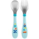 Set Posatine Chicco Metal Cutlery in Acciaio Inox 18M+ Azzurro