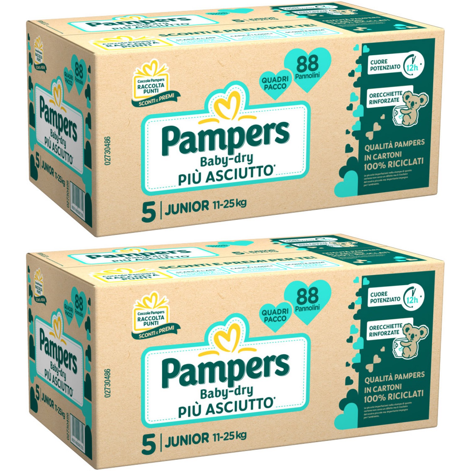 Image of Pampers Baby Dry Junior 11–25 kg Windelset maat 5 – 2 Boxen mit 88 stuks