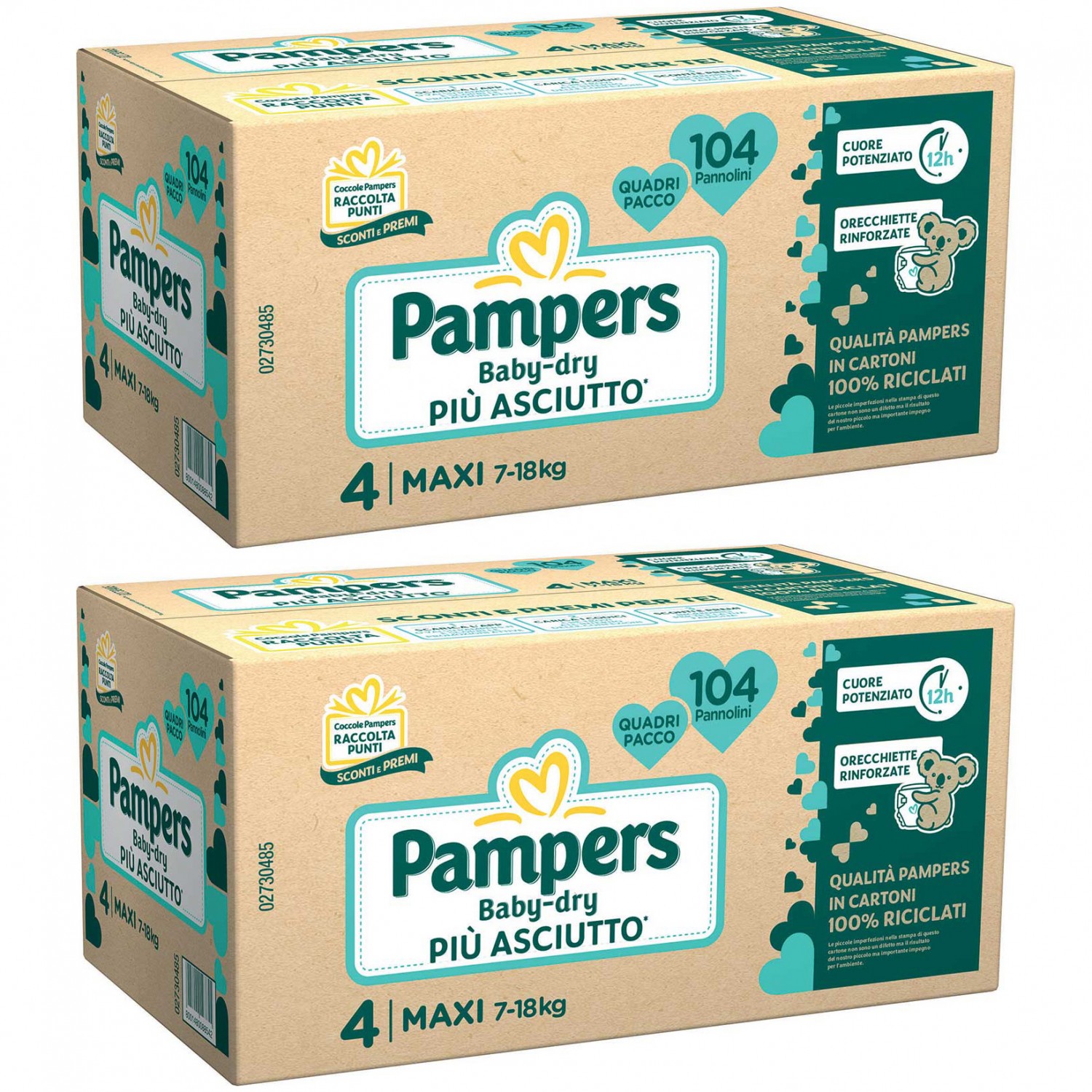 Image of Pampers Baby Dry Maxi Windelset 7-18 kg maat 4 - 2 Boxen mit 104 stuks